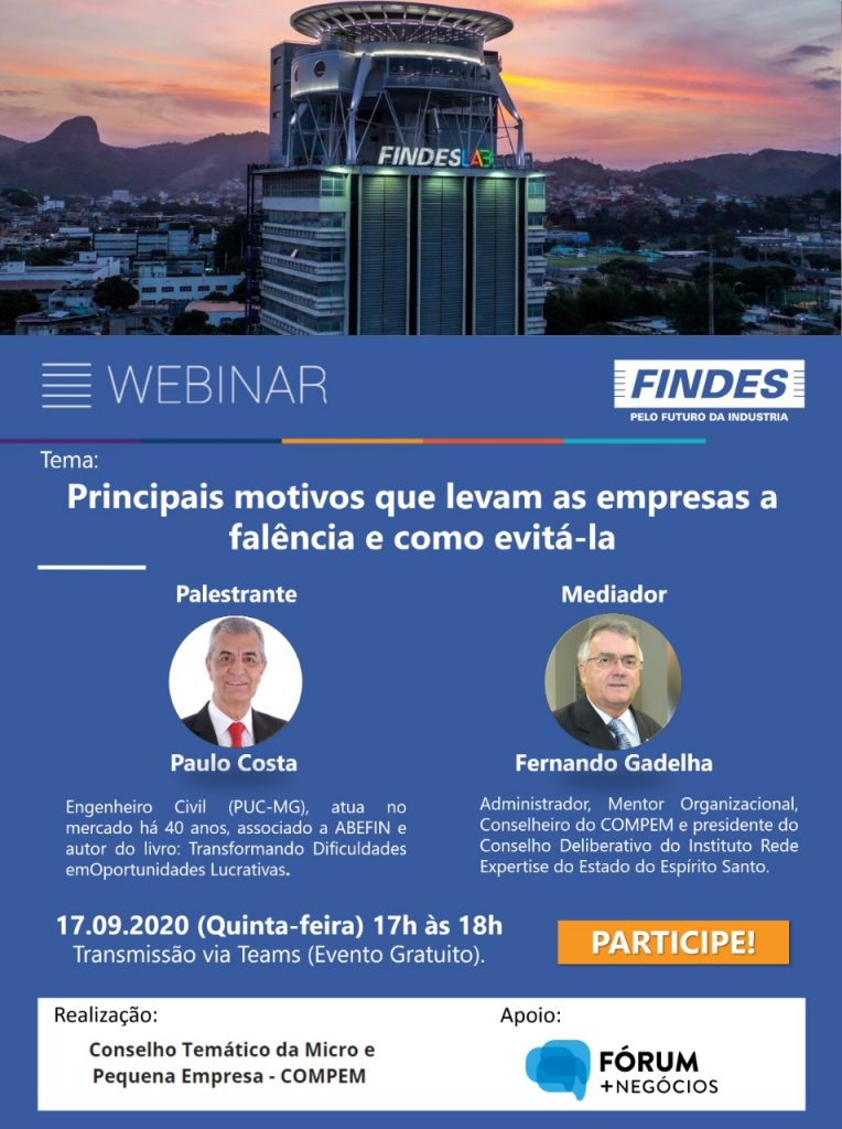 Leia mais sobre o artigo Motivos que levam as empresas a falência e como evitá-la, será assunto de webinar